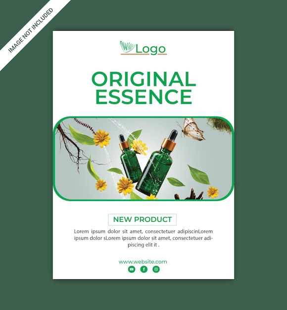 Green brochure of organic cosmetic