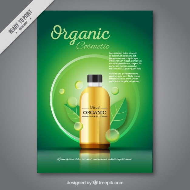 Green brochure van organische cosmetica