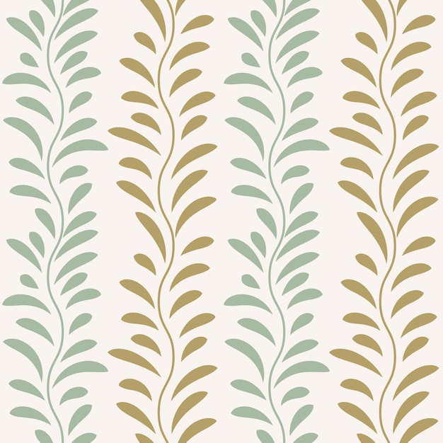 Green and brown leaf vector pattern seamless botanical print garland background