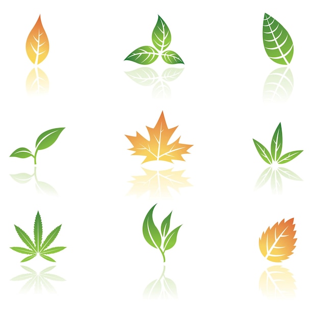 Иконы с зелеными и коричневыми листьями