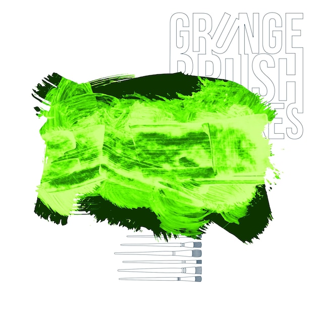 Green brush stroke and texture. Grunge vector abstract hand - painted element.