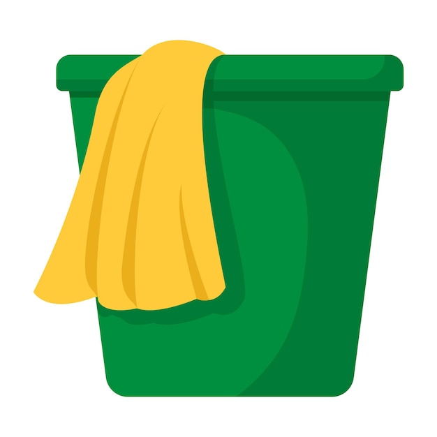 Green bucket and yellow rag