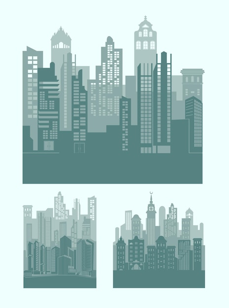 Green Building Silhouette Background Collection