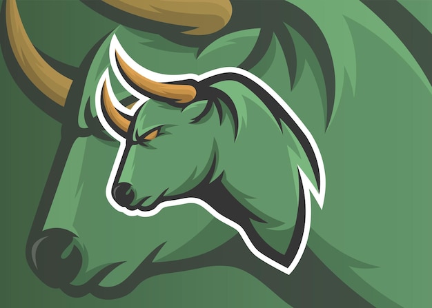 Green Bull Esport Logo Design Vector