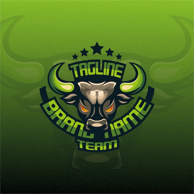 Green bull mascot esport logo