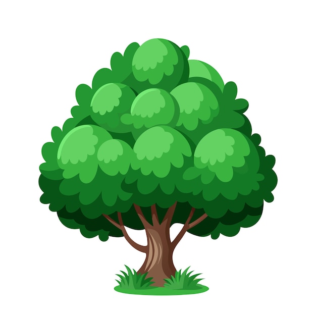 Vector green bush cartoon style on white background