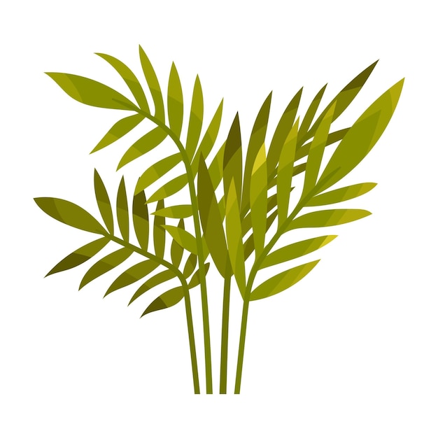 Green bush of stems with many leaves Vector illustration on a white background
