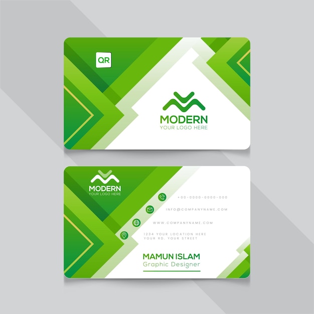 Green Business Card Design Vector