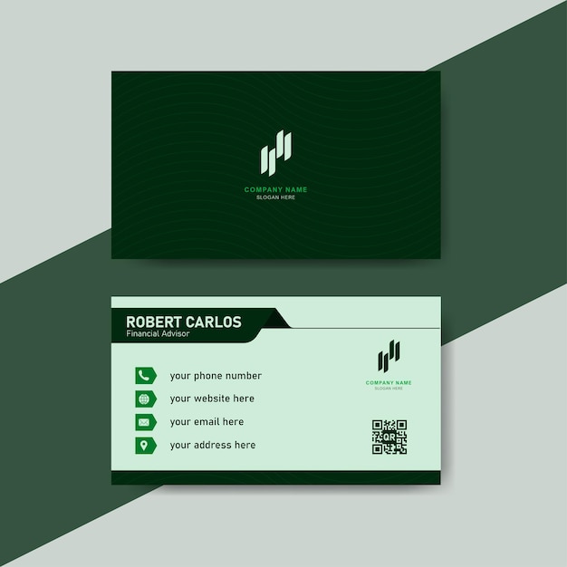 Green business identity card template concept