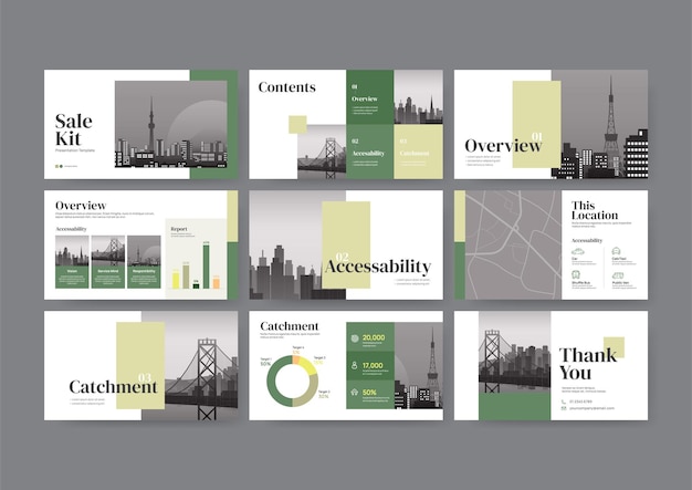 Vector green business presentation templates