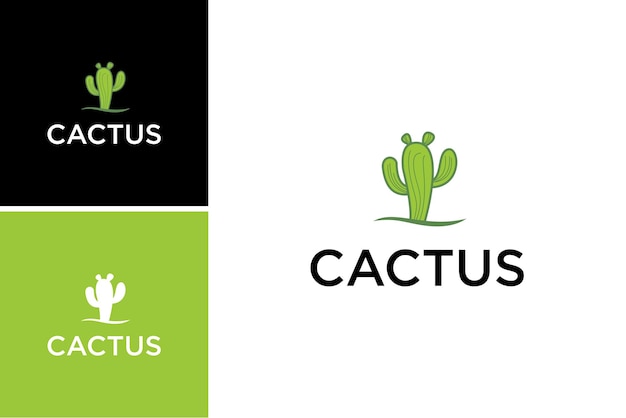 green cactus logo. desert land tree vector