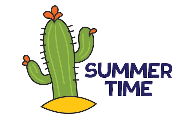 Vector a green cactus with the words summer time on it