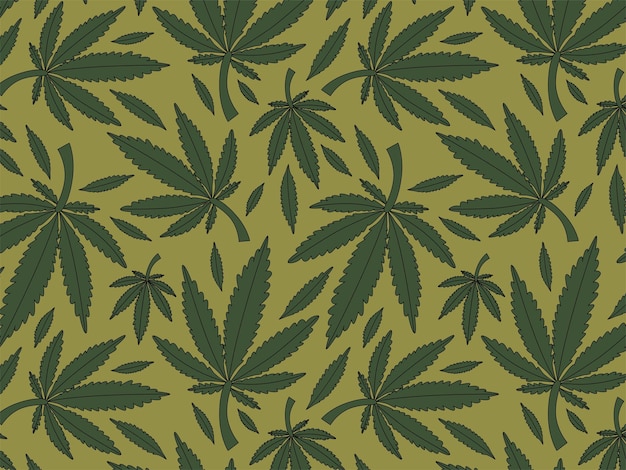 Green cannabis leaves on the rose color background hemp seamless pattern