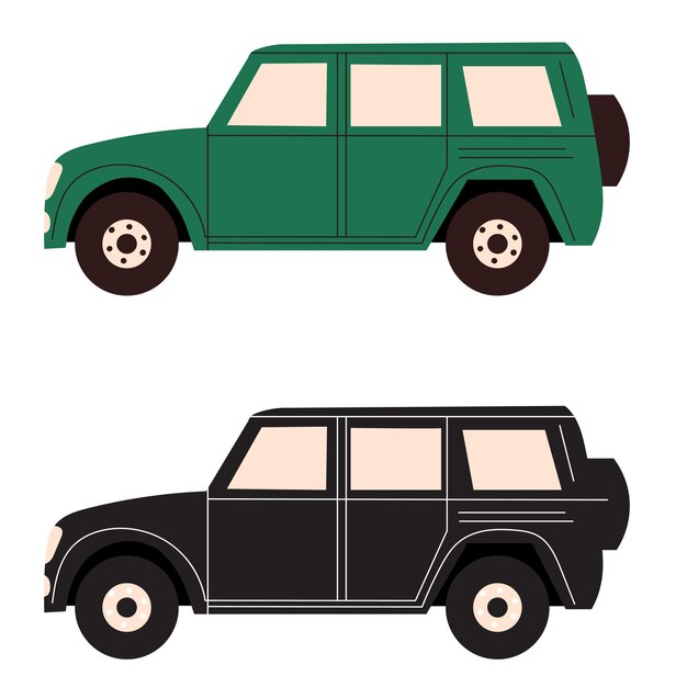 Green car in flat style vector