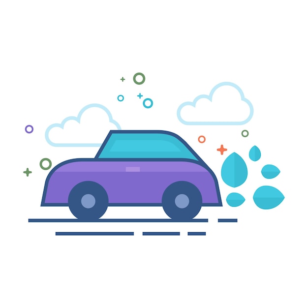 Vector green car icon flat color style vector illustration