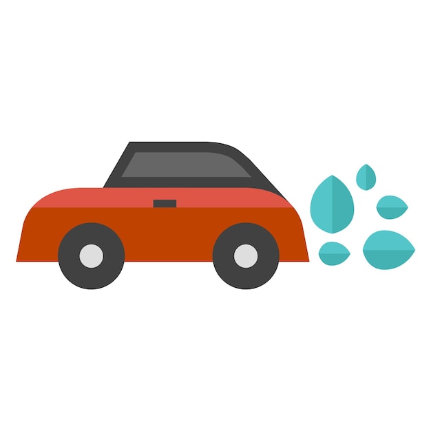 Green car icon in flat color style