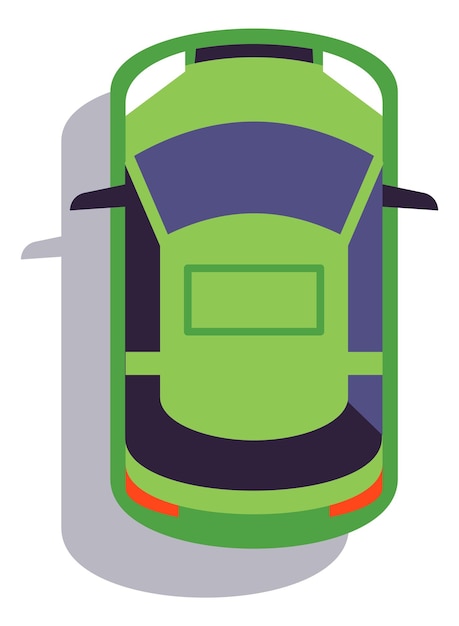 Vector green car icon small urban auto top view