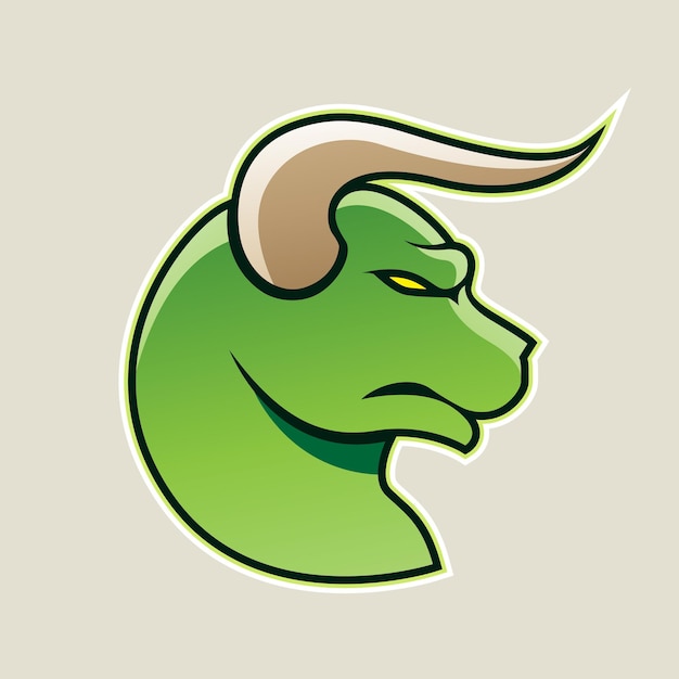 Green Cartoon Bull Icon Vector Illustration