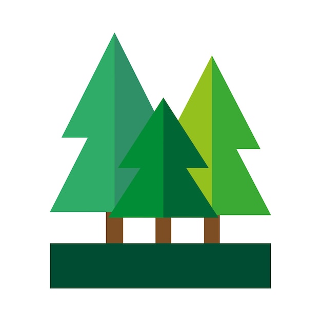 Green cartoon Christmas trees. Three trees. Part of the spruce forest. Vector illustration. EPS 10.