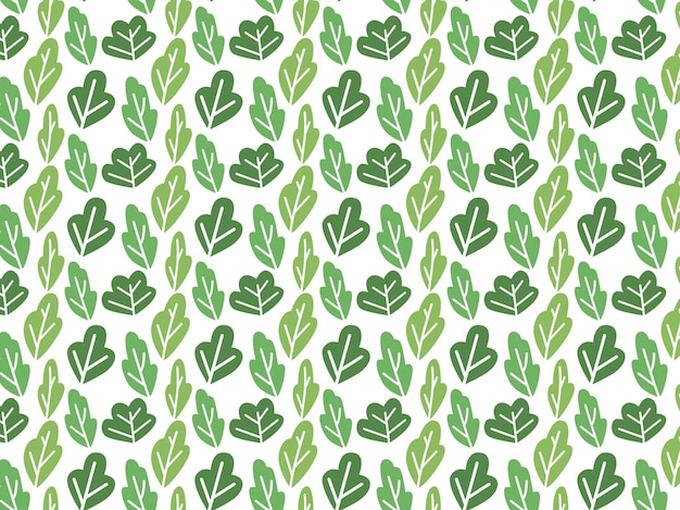 green cartoon leaves seamless pattern with white background