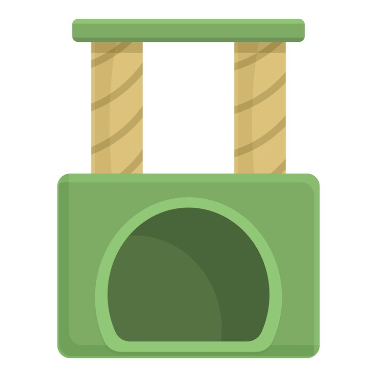 Vector green cat post icon cartoon vector pet toy house tower