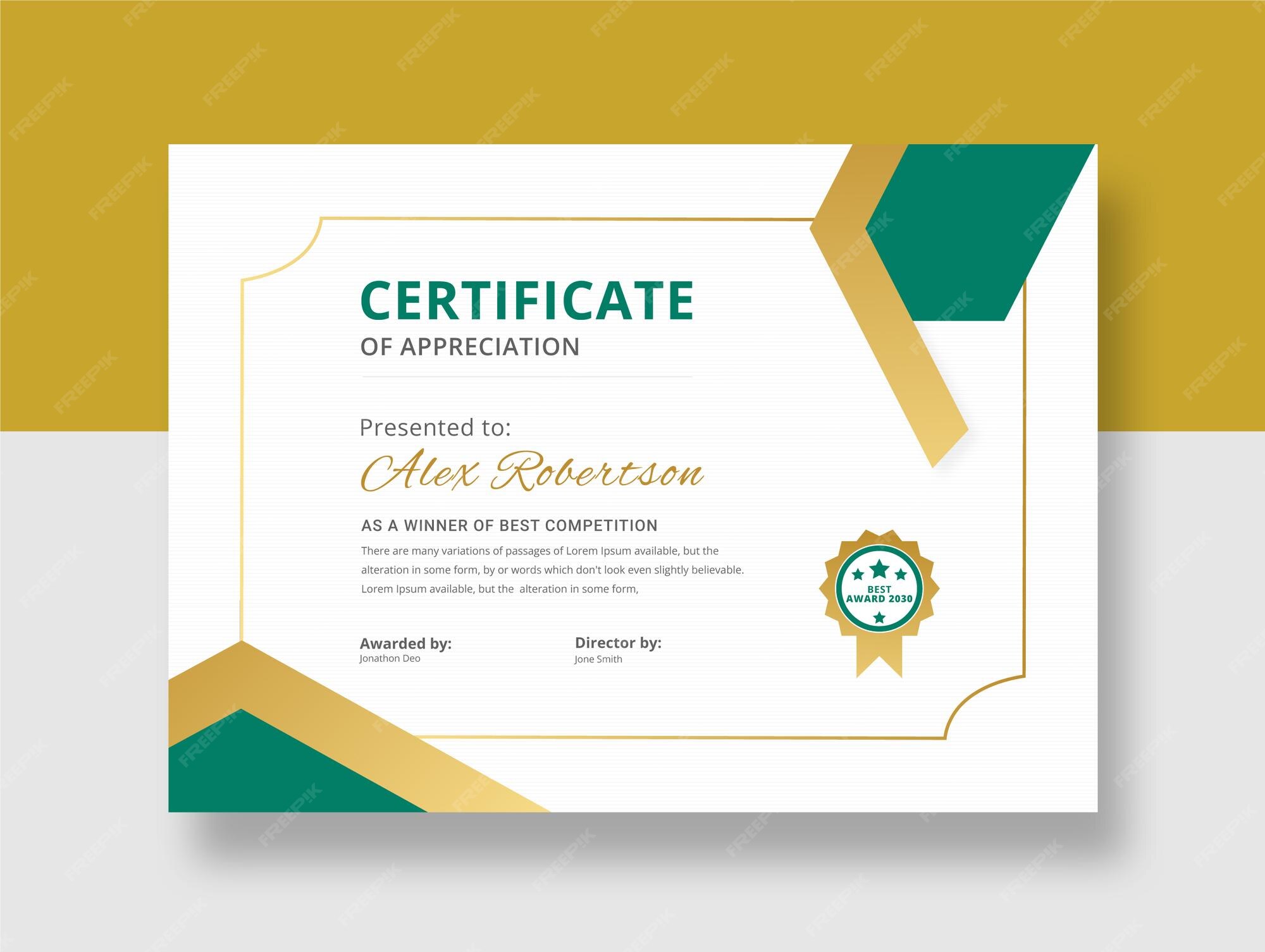 Premium Vector | Green certificate of appreciation template