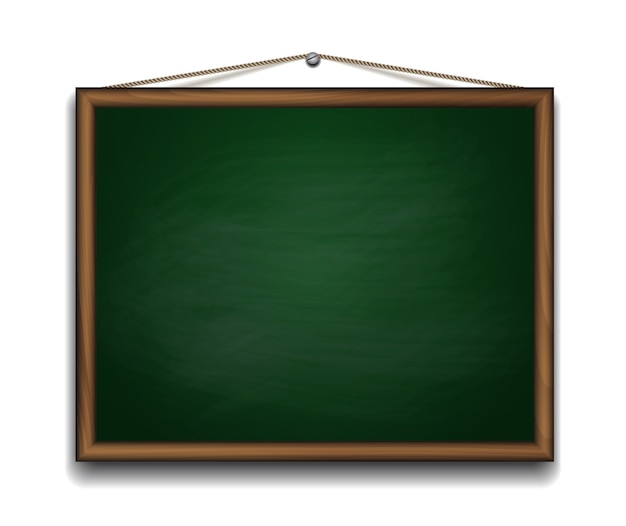 Green chalkboard in wooden frame. back to school background  illustration