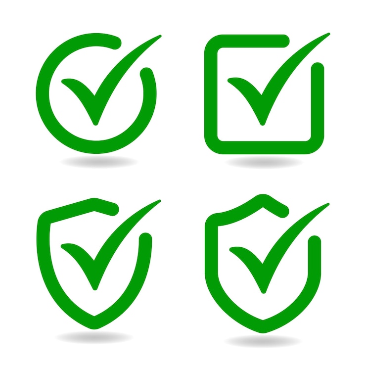 Vector green check mark icon set and tick symbol in green color vector illustration