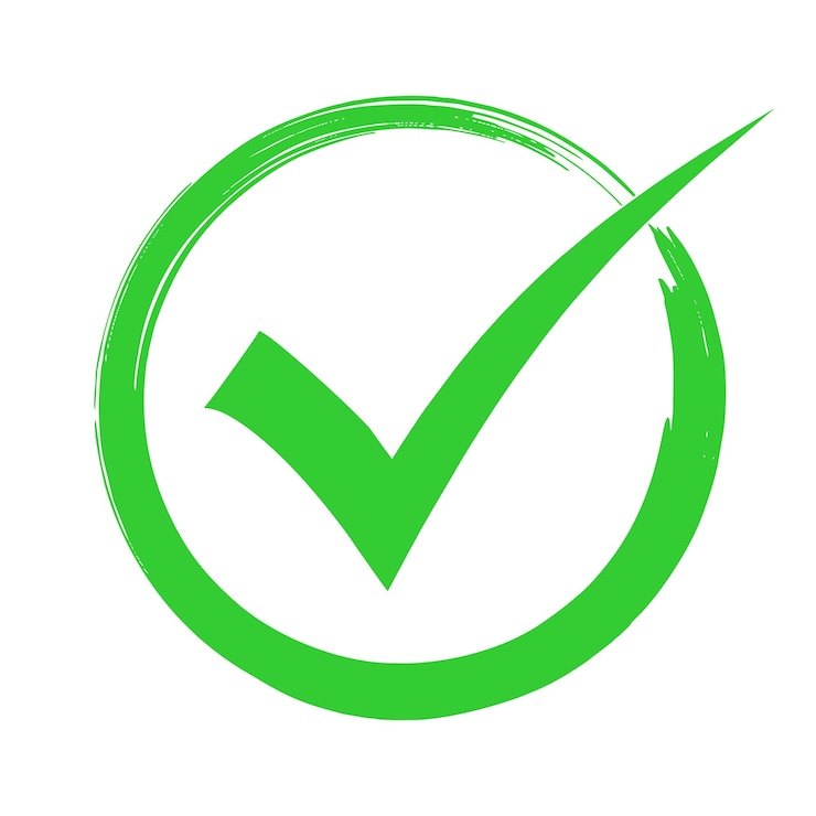 Vector green check mark icon symbol logo in a circle. tick symbol green color vector illustration.