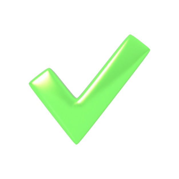 Vector green check mark icon or symbol with 3d effect