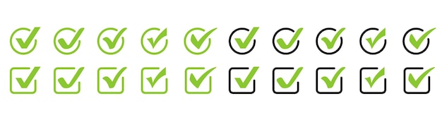 Green check mark icons Check mark vector icon set Correct vote