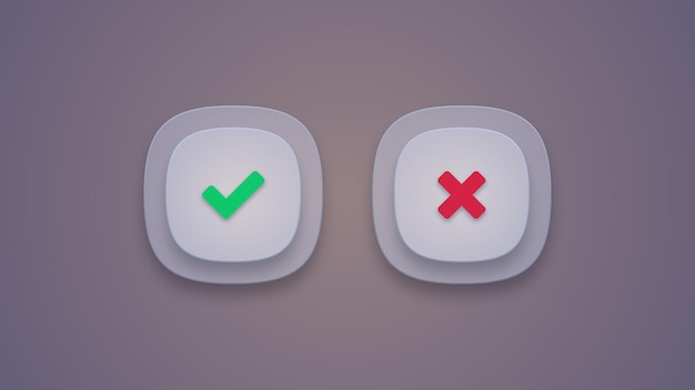 Vector green check mark and red cross icons