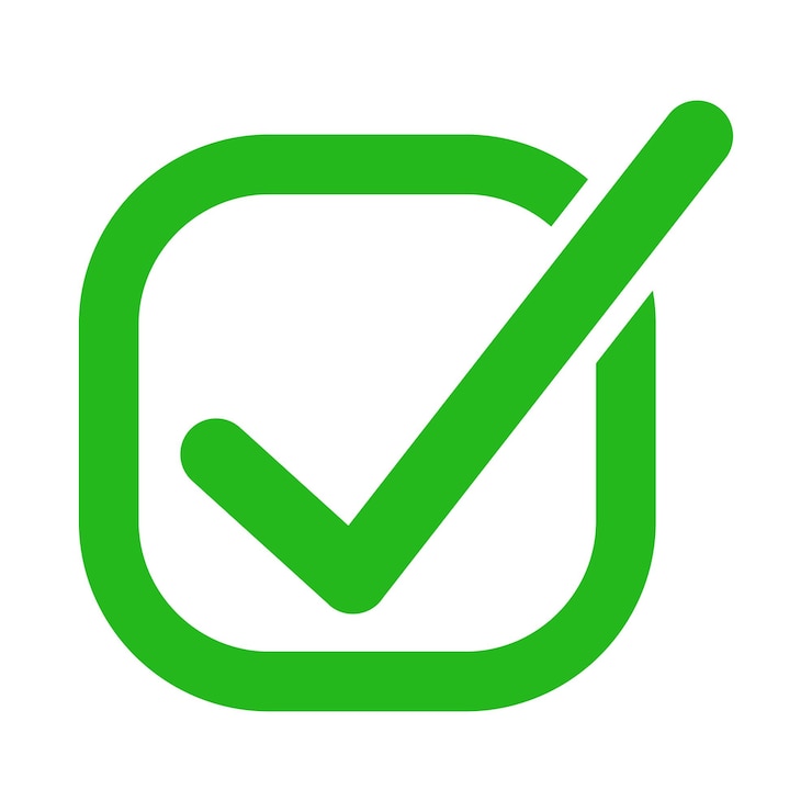 Vector green check mark with square