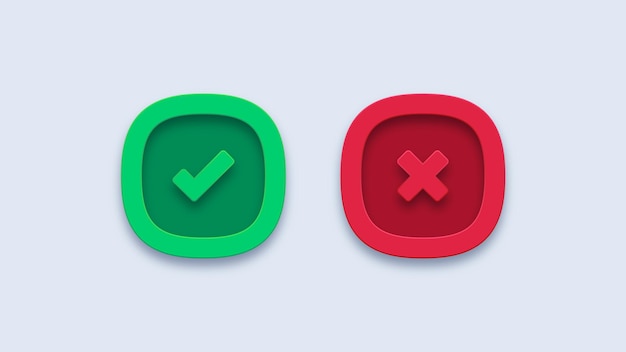 Vector green check and red cross mark icons