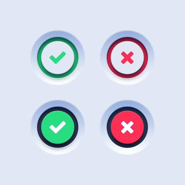 Green checkmark and red cross buttons