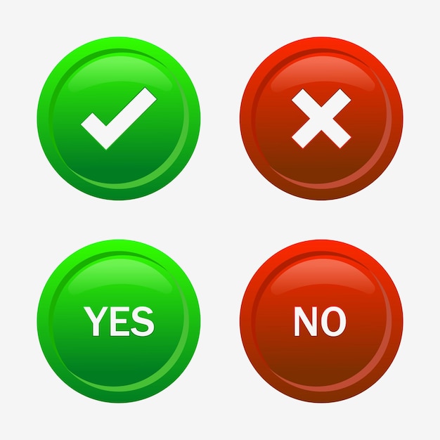 Green checkmark and red cross icons or approved and reject symbols