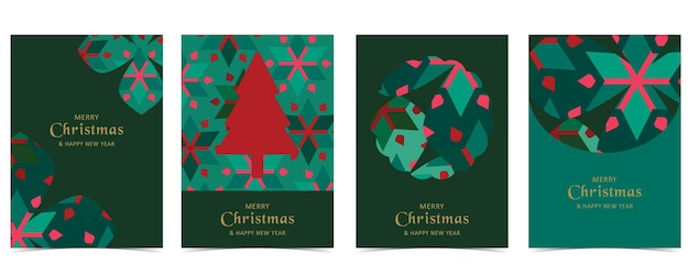 green christmas festival background with geometric stylevector for a4 vertical design