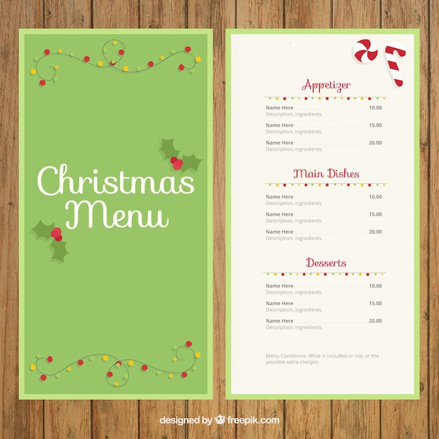 green christmas menu template