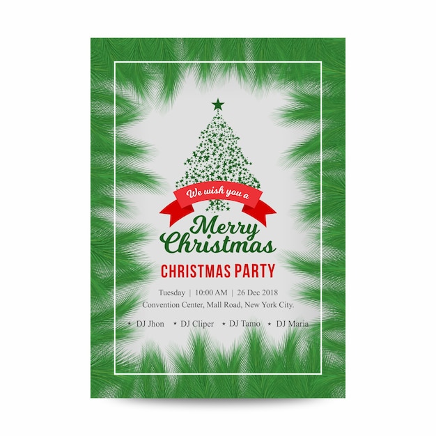 Vector green christmas party poster flyer