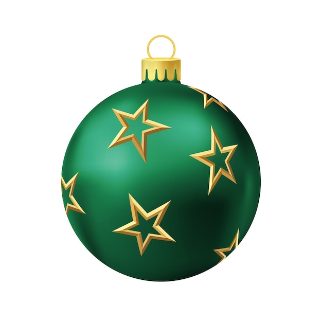 Palla verde dell'albero di natale con stella d'oro