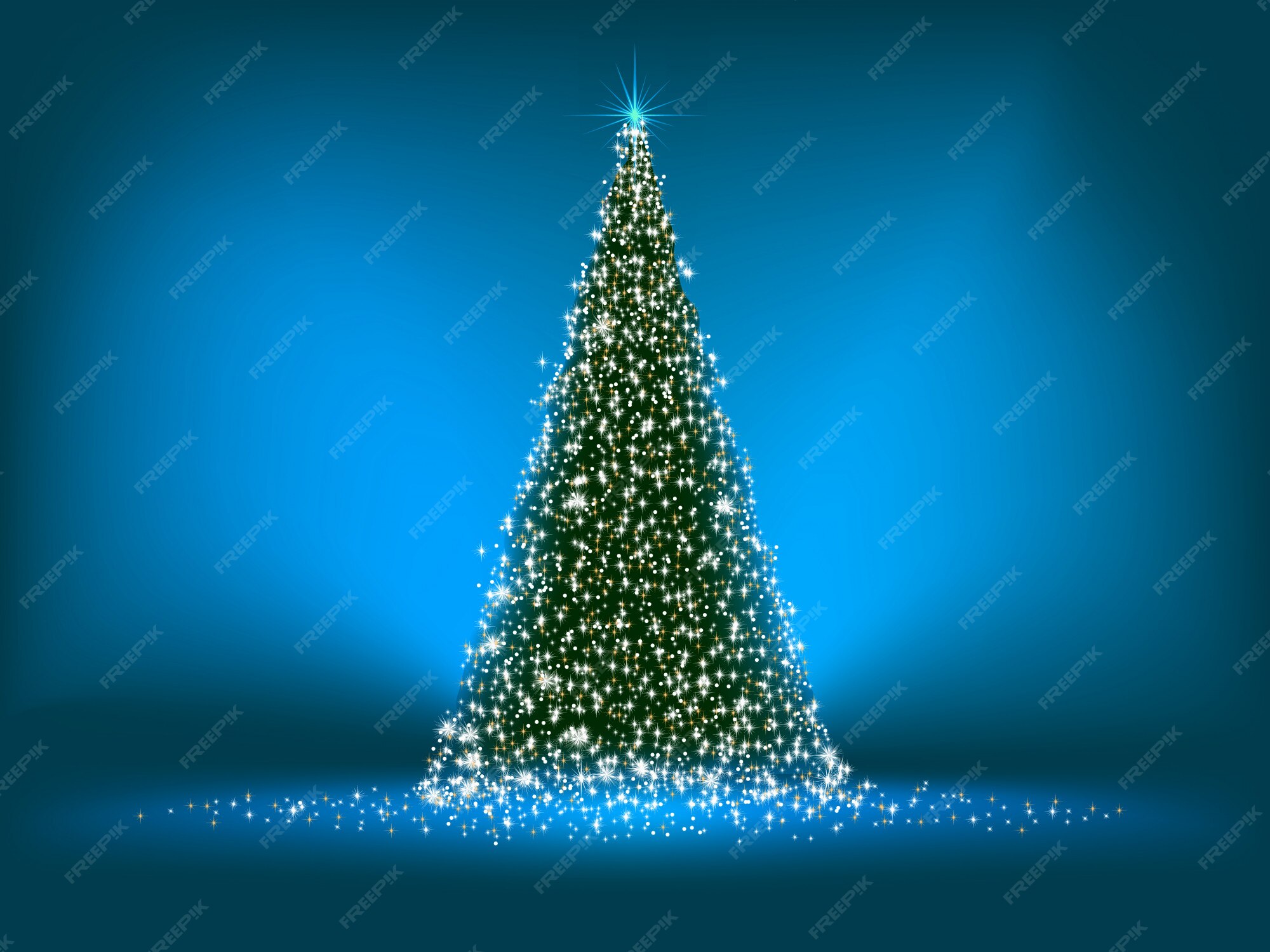 Premium Vector | Green christmas tree on blue background.