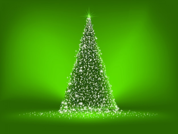 Vector green christmas tree on green.