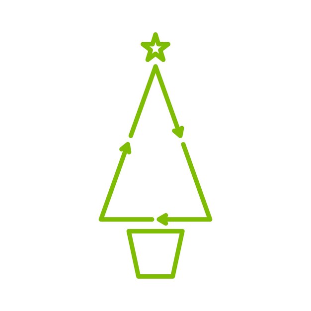 Vector green christmas tree icon ecofriendly christmas card celebration