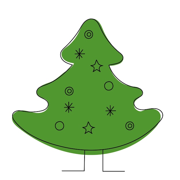 Albero di natale verde un disegno a linea continua