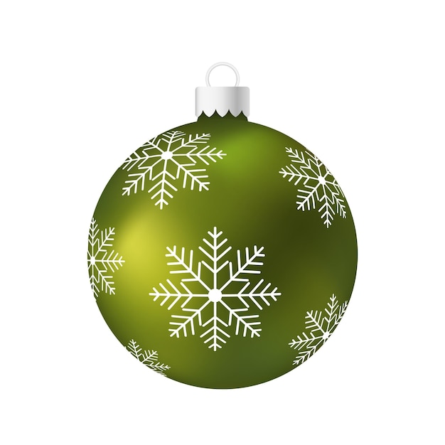 Green Christmas tree toy or ball Volumetric and realistic color illustration