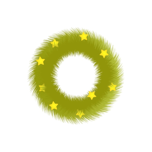 Green Christmas wreath with golden stars