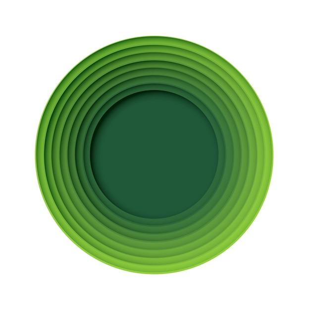 Vector green circle abstract paper art style form nature and eco technology  concept. vector design.