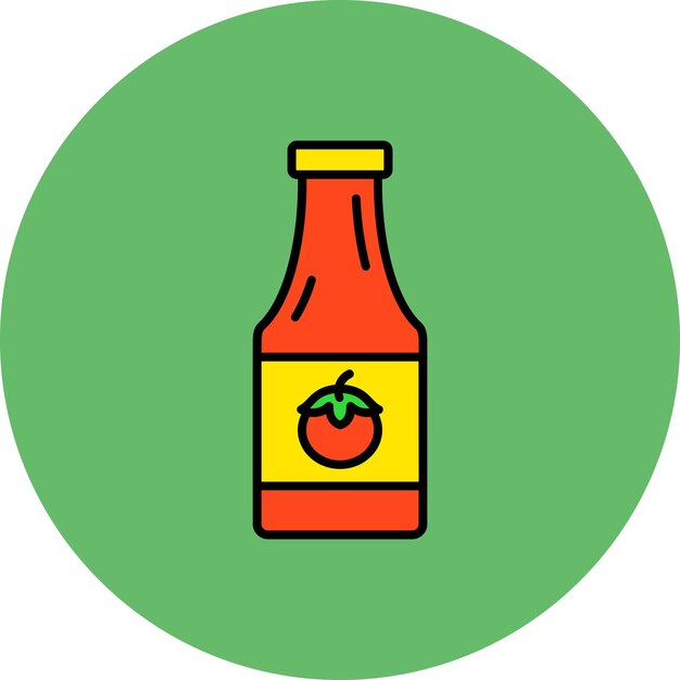 Vector a green circle with a drawing of a tomato sauce on it