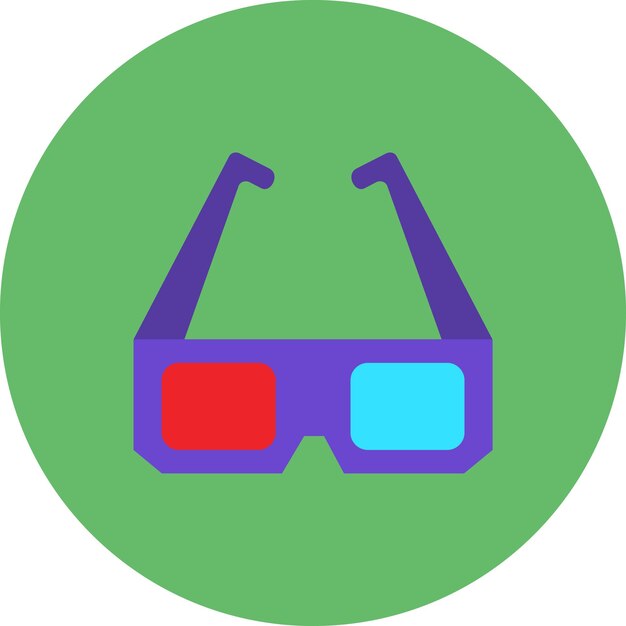 Vector a green circle with purple glasses that says  glasses