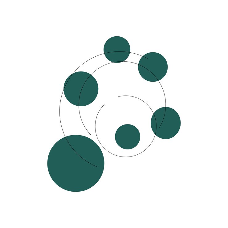 Vector green circles with decorative black lines